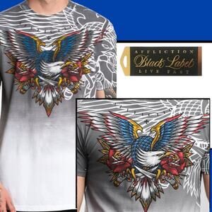 Affliction Black Label Rhinestone Eternal Pride Men Tee Size 4XL